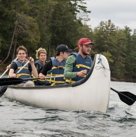SUNY Adirondack Outdoor Education students canoe in the Adirondacks