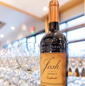 A bottle of Josh Cellars wine is seen at a Vintners Night event at Seasoned