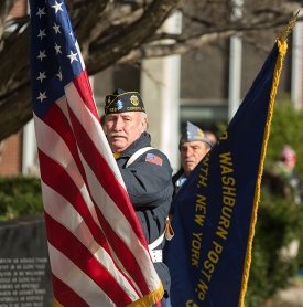 Local veterans participate in a Veterans Day ceremony on campus
