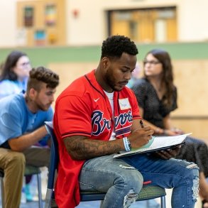 An incoming student participates in an Accepted Student Day event on SUNY Adirondack's Queensbury campus.