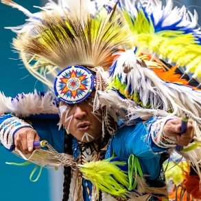 Native Larry Yazzie celebrates with dance at SUNY Adirondack