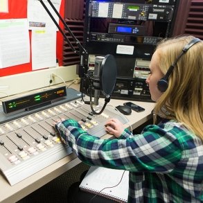 Student dj working at WGFR, the college radio station