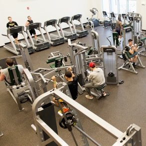 Students use the Fitness Center in the Residence Hall.