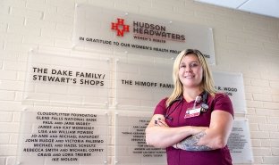 SUNY Adirondack alumna Logan Hayes is seen at Hudson Headwaters Health Network, where she is a nurse.
