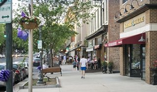 Broadway in Saratoga Springs bustles with foot traffic