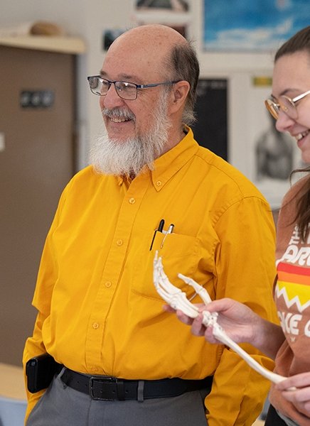 Retired engineer Joe Watts is seen during an anthropology class