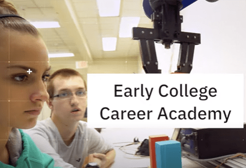 The opening screen of a video about the ECCA program shows two students working in a lab