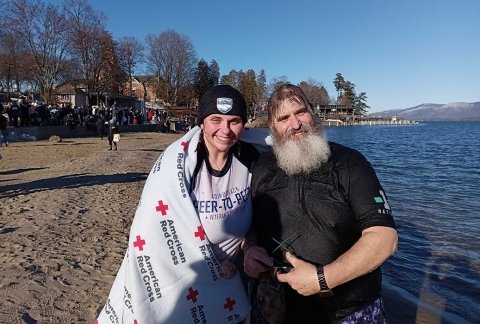 Veterans participate in the Polar Plunge.