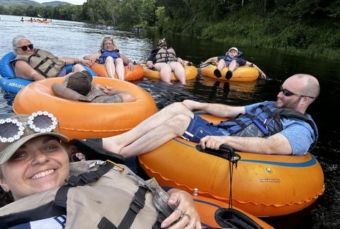 Veterans on a river tubing trip