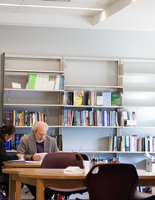 Two people work on an assignment in the Center for Reading and Writing