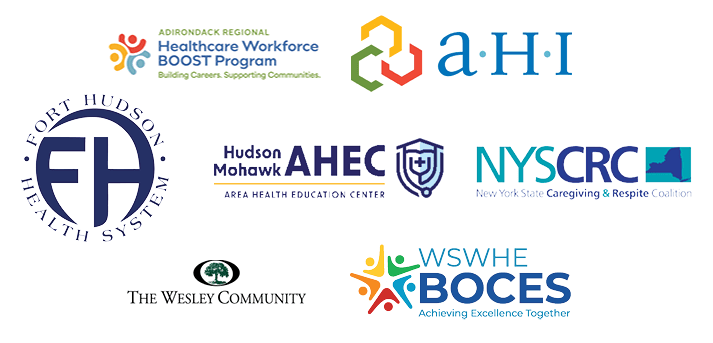 Logos representing SUNY Adirondack's Healthcare Pathways partners