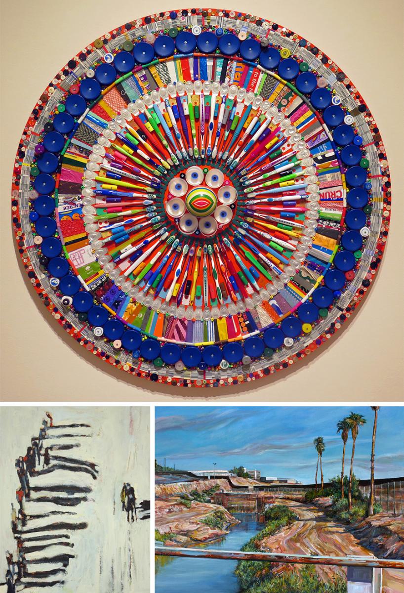 The exhibit ‘Field of Vision’ includes work from artists Lisa Barthelson, top, Megan Hinton, bottom left, and Erin Whitman.